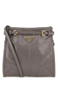 Prada Women Dove Grey Leather Mini Prada Bonnie Crossbody Bag
