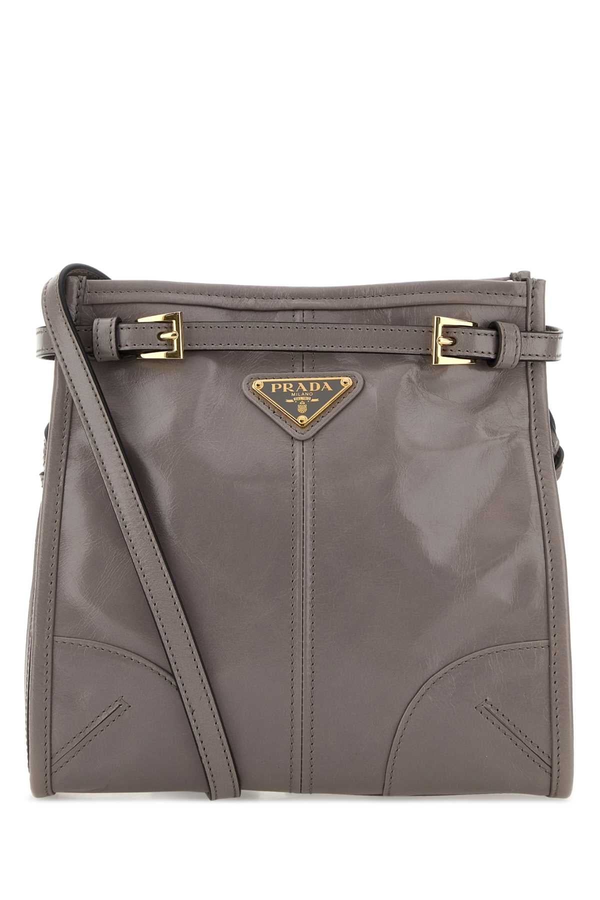 Prada Women Dove Grey Leather Mini Prada Bonnie Crossbody Bag