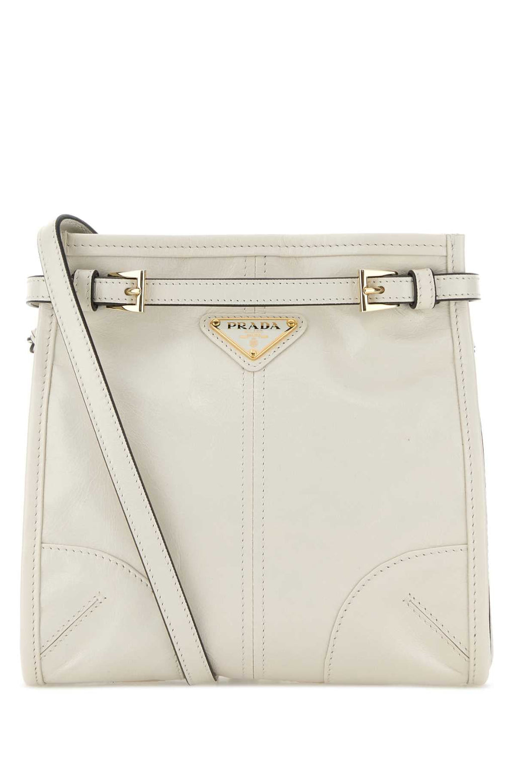 Prada Women Ivory Leather Mini Prada Bonnie Crossbody Bag