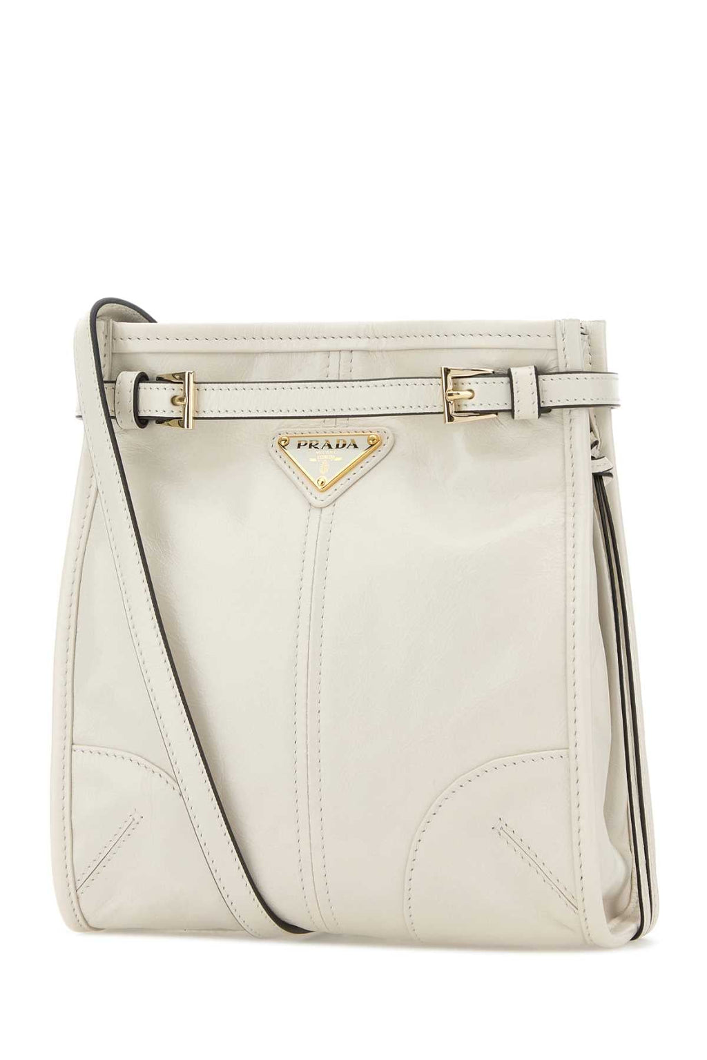 Prada Women Ivory Leather Mini Prada Bonnie Crossbody Bag