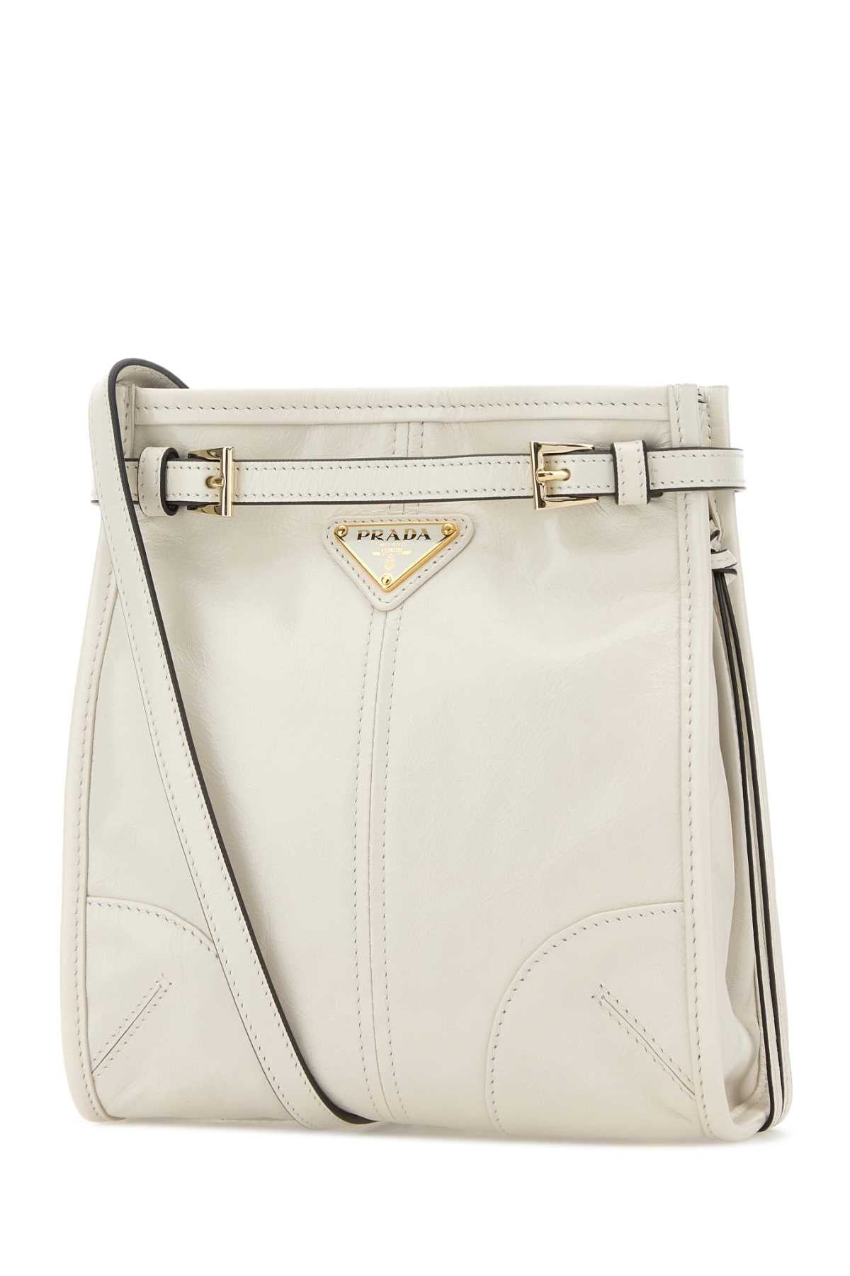 Prada Women Ivory Leather Mini Prada Bonnie Crossbody Bag