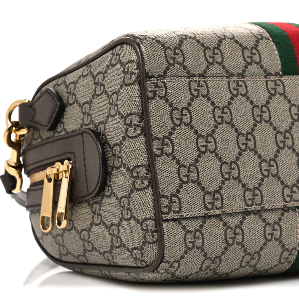 GG Supreme Monogram Web Small Ophidia Top Handle Bag Beige Ebony