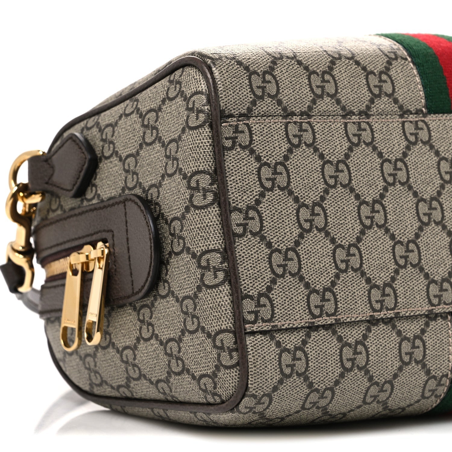 GG Supreme Monogram Web Small Ophidia Top Handle Bag Beige Ebony