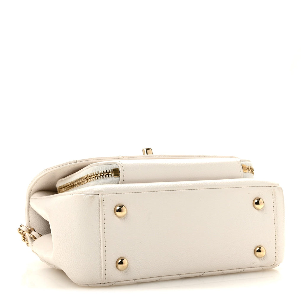 Caviar Quilted Small Business Affinity Flap White