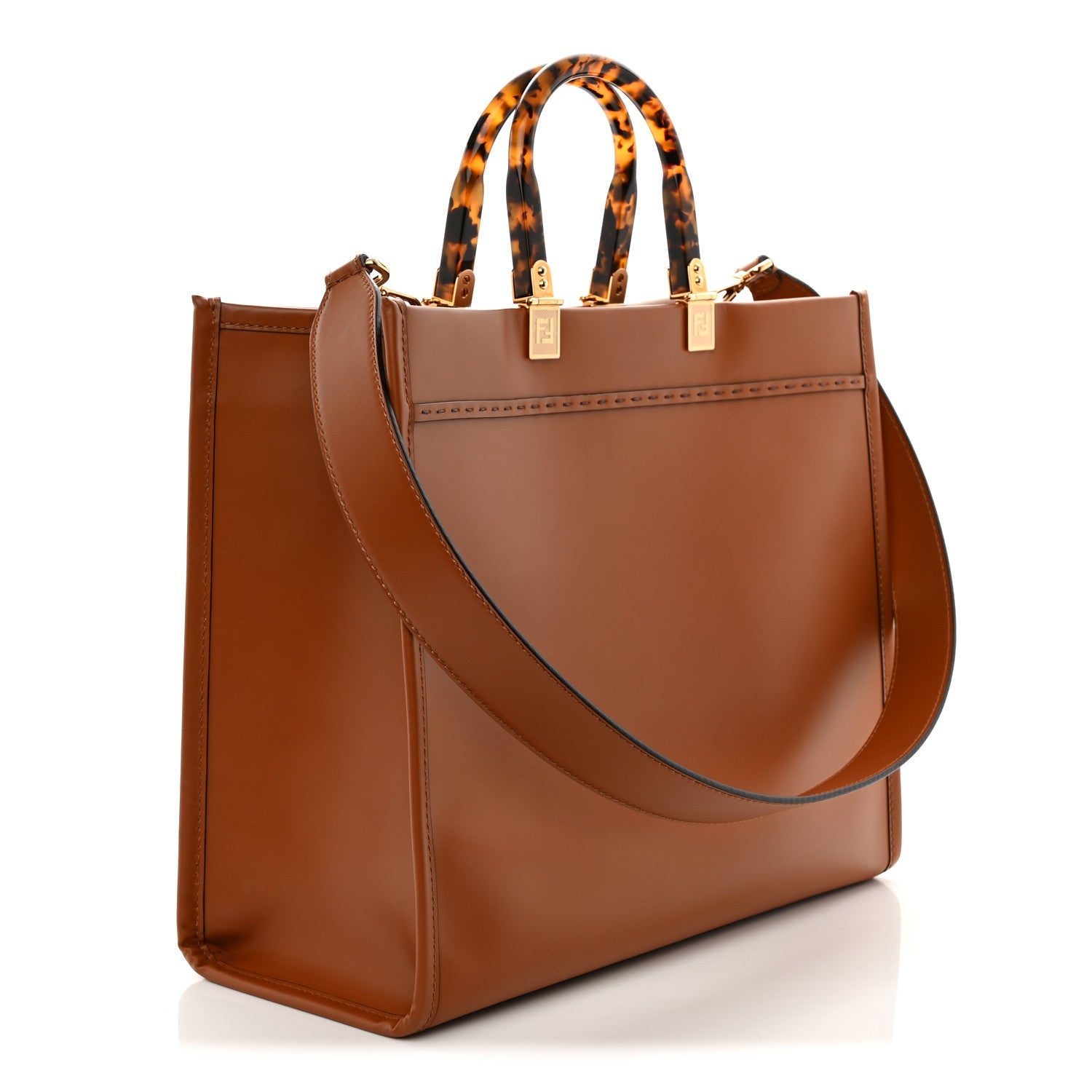Vitello King Plexiglass Medium Fendi Sunshine Shopper Tote Cuoio