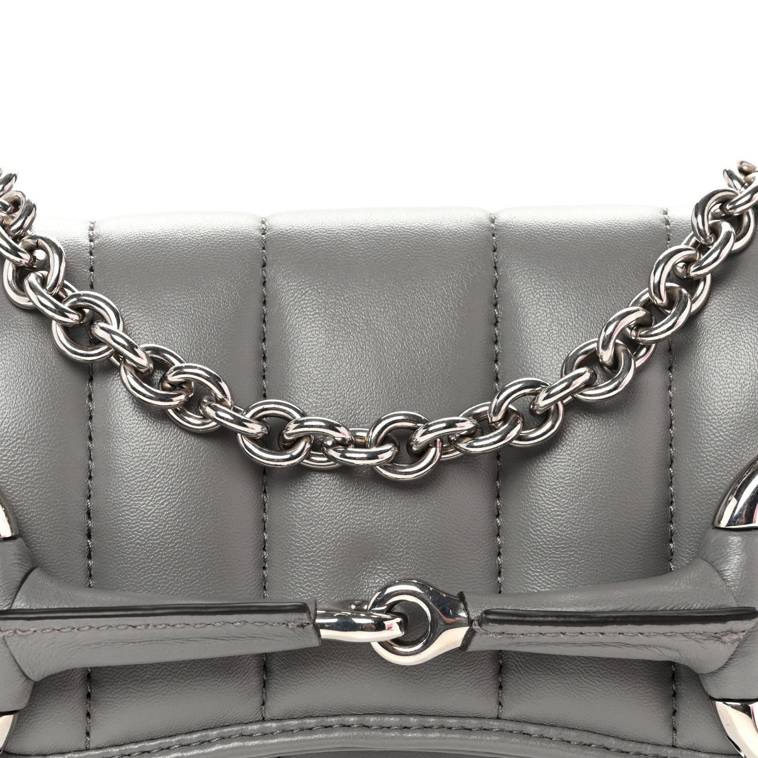 Nappa Vertical Matelasse Small Maxi Horsebit Chain Shoulder Bag Gray
