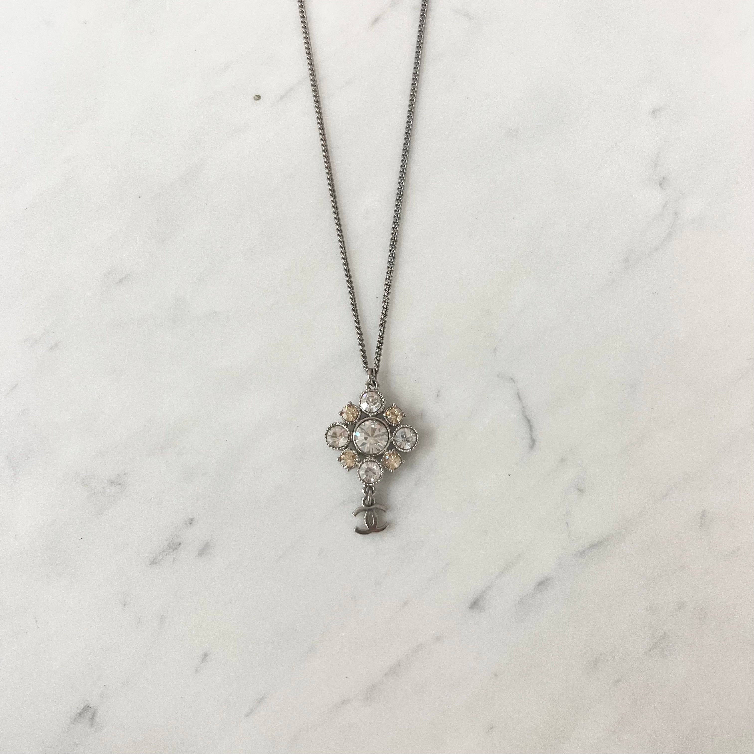 Chanel Crystal CC Logo Pendant Necklace Costume Jewellery