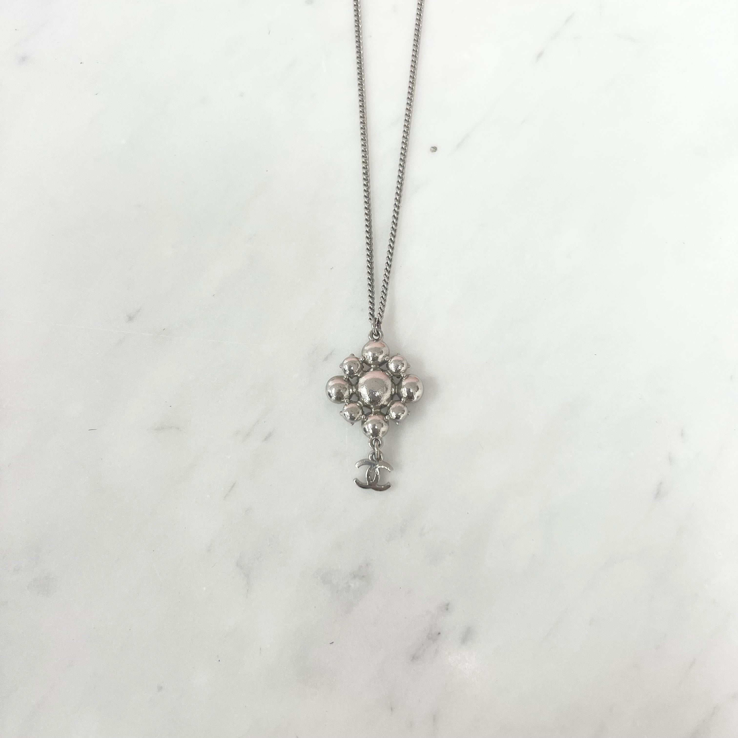 Chanel Crystal CC Logo Pendant Necklace Costume Jewellery