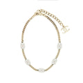 Chanel Mini CC Logo Choker/Double Chain Bracelet Light Gold Tone