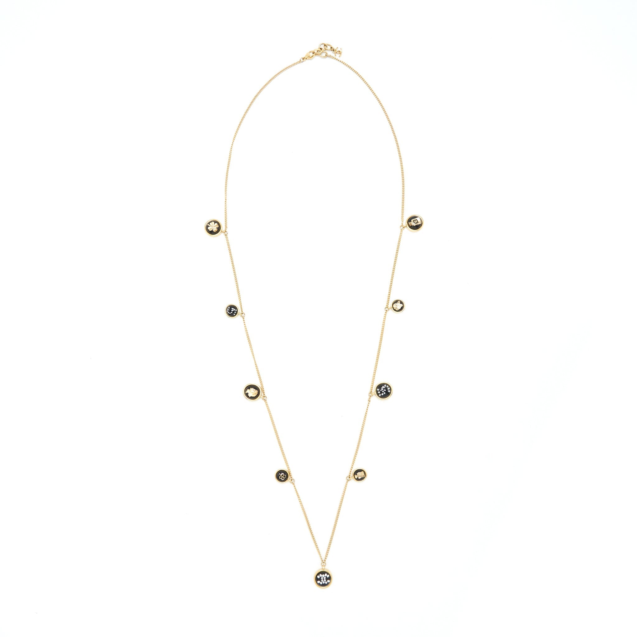 Chanel Charm Long Necklace Gold Tone
