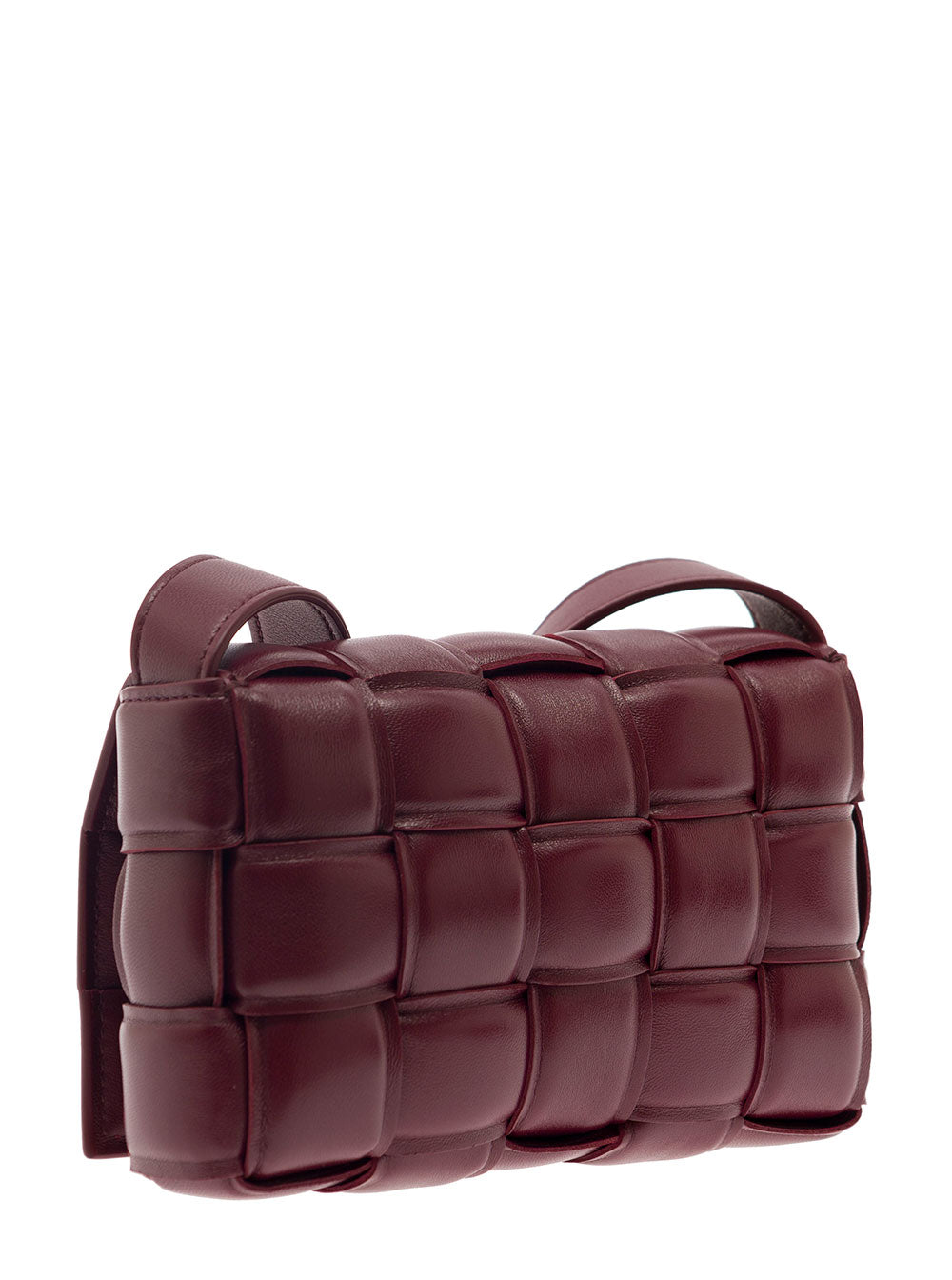 Bottega Veneta Women 'Small Padded Cassette'  Bordeaux Crossbody Bag In Intreccio Nappa Leather Woman