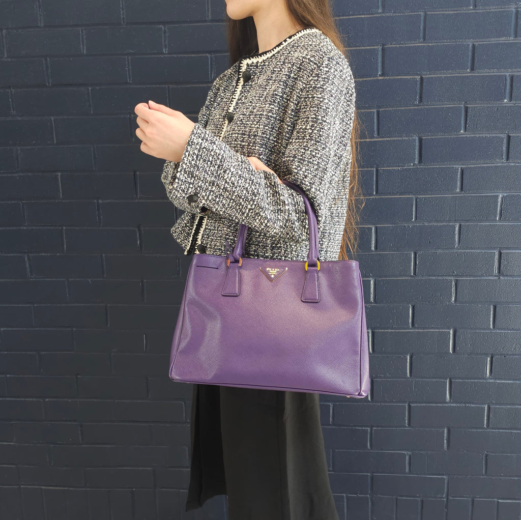 Prada Purple Saffiano Lux Leather Galleria tote TWS