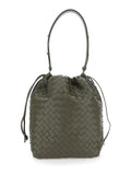 Bottega Veneta Men Green Shoulder Bag With Drawstring Closure And Intrecciato Motif In Leather Man
