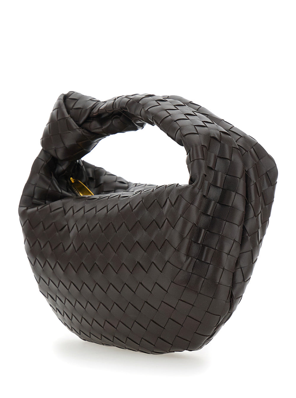 Bottega Veneta Women Brown Small Shoulder Bag 'Jodie' With Knot Detail And Intreccio Motif In Leather For Women
