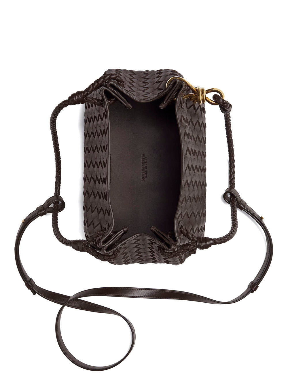 Bottega Veneta Women 'Parachutte' Brown Shoulder Bag With Knot Detail And Intreccio Motif In Leather For Women