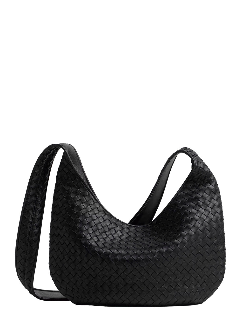 Bottega Veneta Men Bottega Shoulder Bag With Top Zip Closure And Black Leather Intreccio Motif For Men