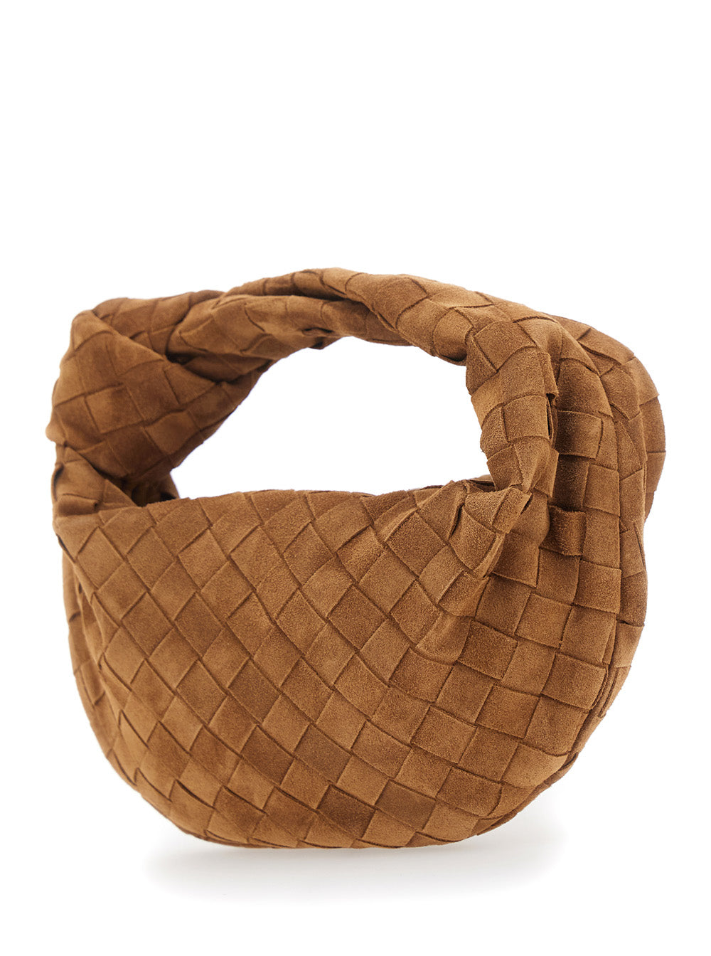 Bottega Veneta Women 'Mini Jodie' Brown Handbag With Intreccio Motif In Suede For Women