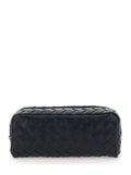 Bottega Veneta Men Avenue' Clutch With All-Over Intreccio Motif In Black Leather For Men