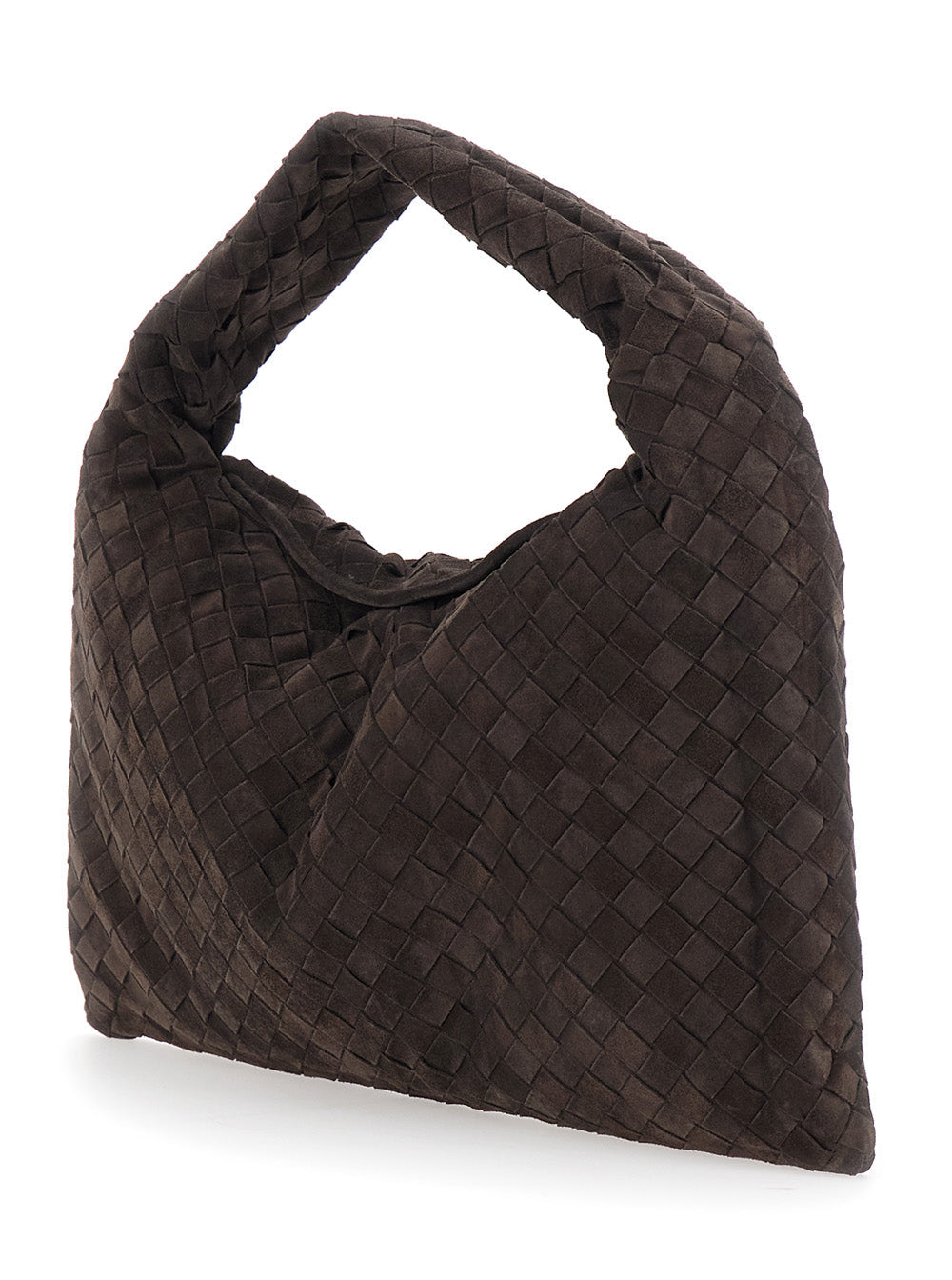 Bottega Veneta Women 'Hopì' Brown Shoulder Bag With Top Handle And Intreccio Motif In Leather For Women