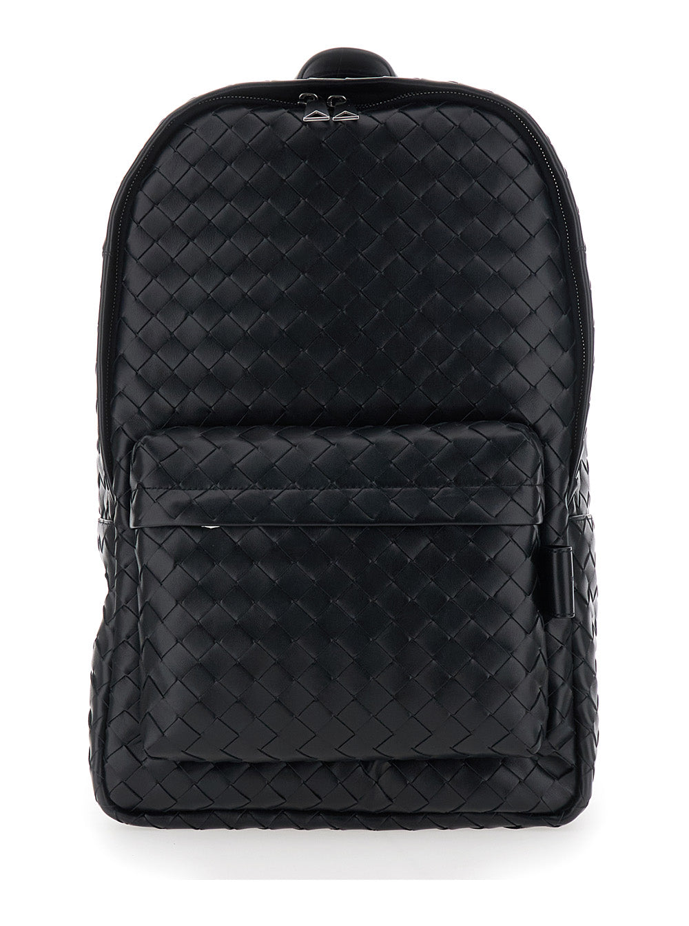 Bottega Veneta Men Black Backpack With Adjustable Straps And Leather Intreccio Motif For Men