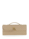 Bottega Veneta Women Beige Clutch 'Andiamo' With Handle And Ecoleather Intreccio Motif Women