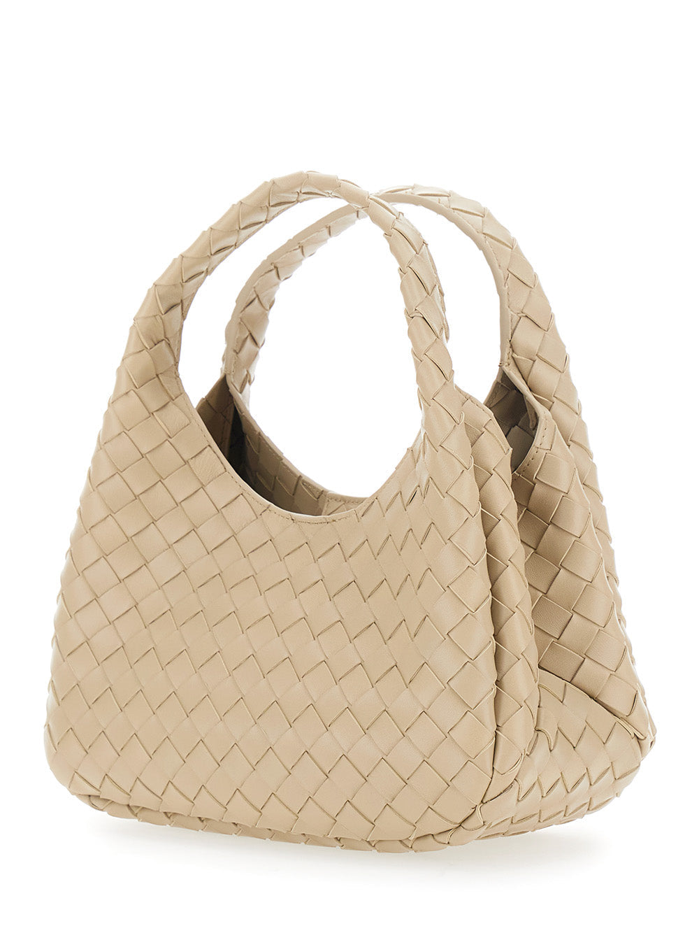 Bottega Veneta Women Shoulder Bag 'Small Campana Intrecciato 15 Nappa 19' Beige With Ecoleather Intreccio Design. In Leather. Women.