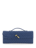 Bottega Veneta Women 'Andiamo' Blue Clutch With Handle And Intreccio Motif In Leather For Women
