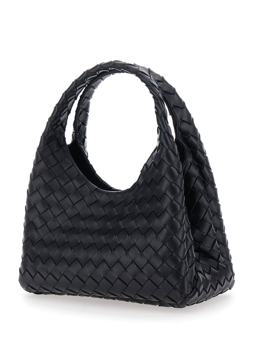 Bottega Veneta Women 'Campana' Black Small Shoulder Bag With Drawstring Closure And Intreccio Motif In Leather For Women