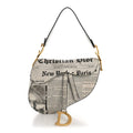 Calfskin Newspaper Printed Saddle Bag Black White