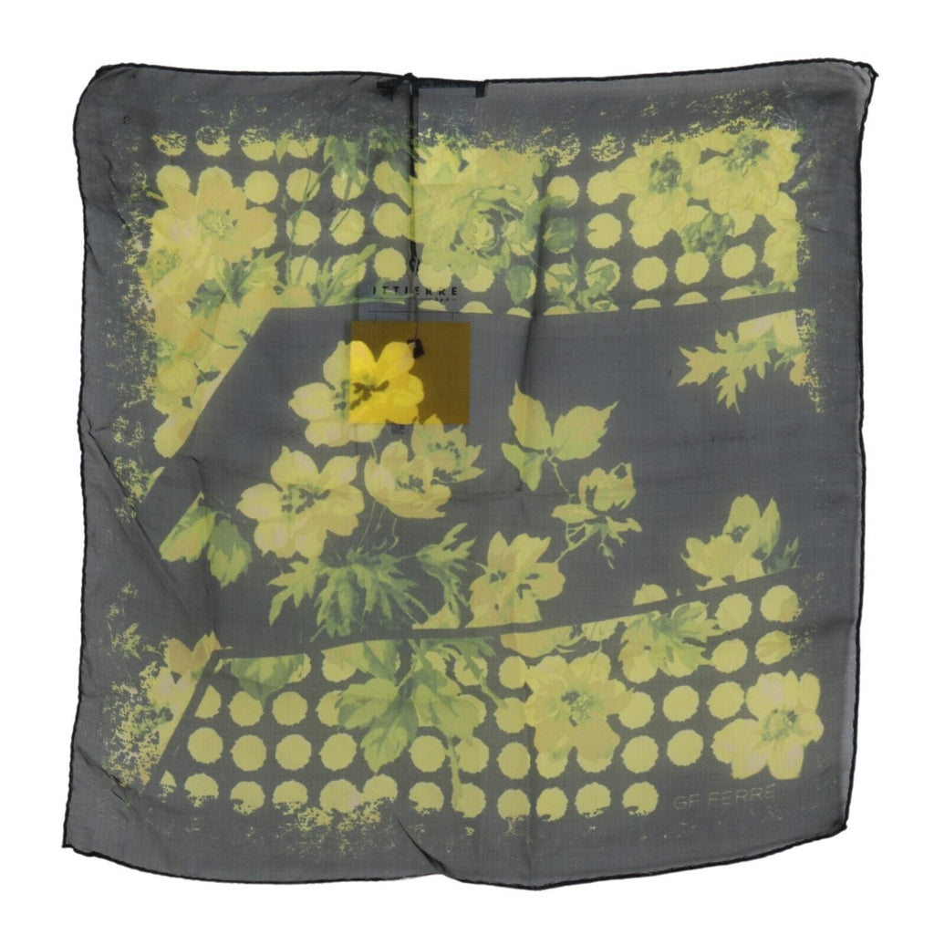 GF Ferre Black Yellow Floral Wrap Shawl Foulard Women's Scarf