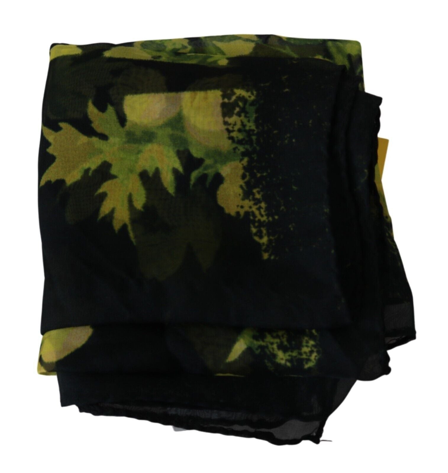 GF Ferre Black Yellow Floral Wrap Shawl Foulard Women's Scarf
