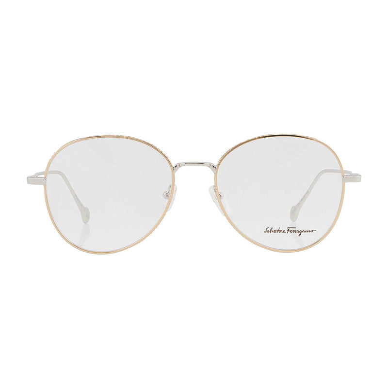 Salvatore Ferragamo Eyeglasses Aviator Full Rim, Gold/Palladium Frame and Clear Demo Lens Lens SF2189724