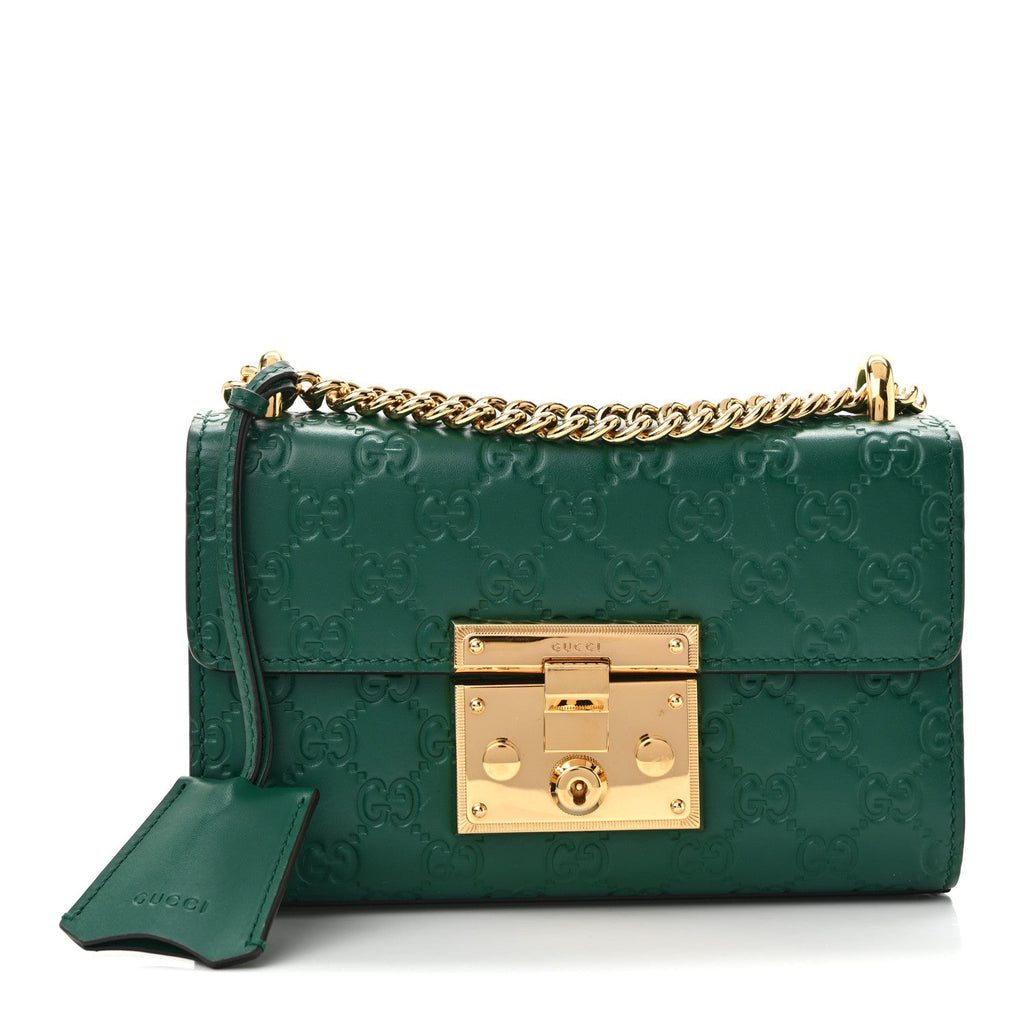 Guccissima Small Padlock Shoulder Bag Emerald