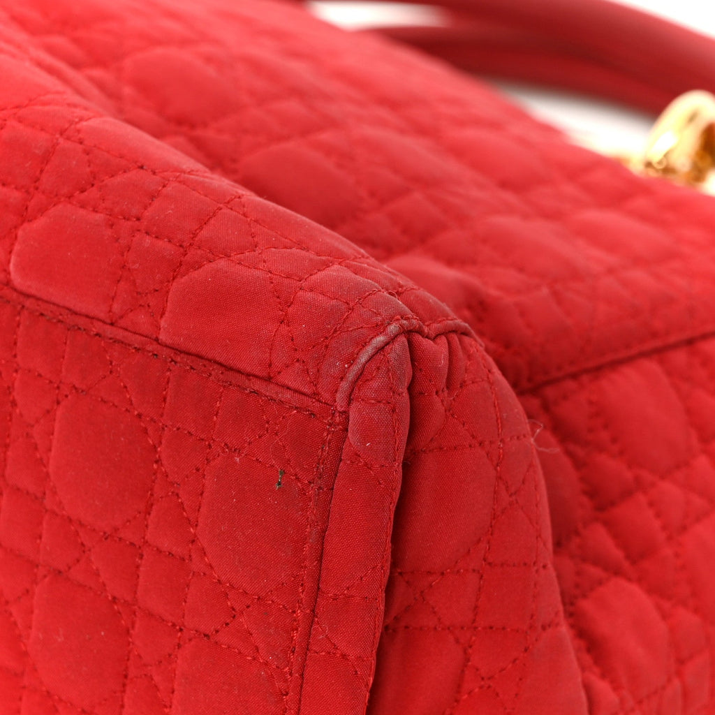 Nylon Cannage Medium Lady Dior Red