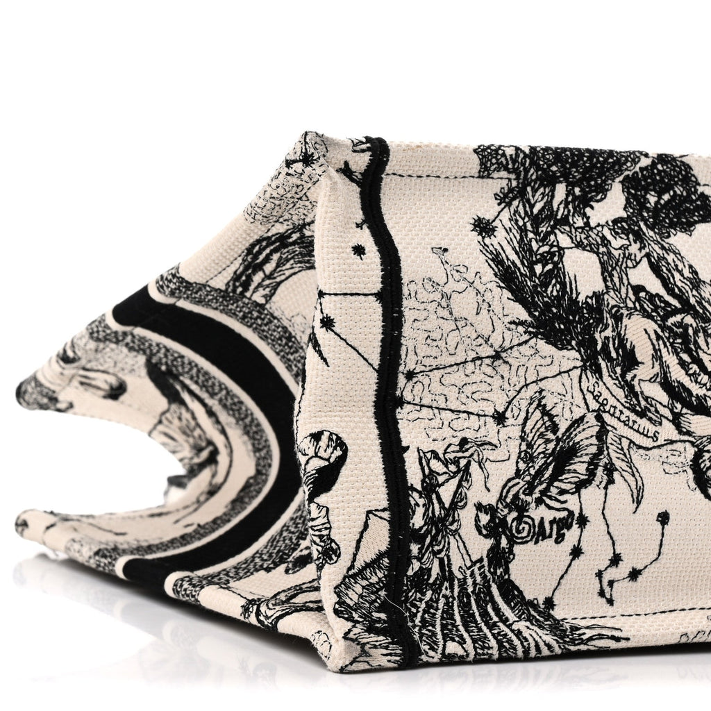 Canvas Zodiac Toile De Jouy Embroidered Medium Book Tote Latte