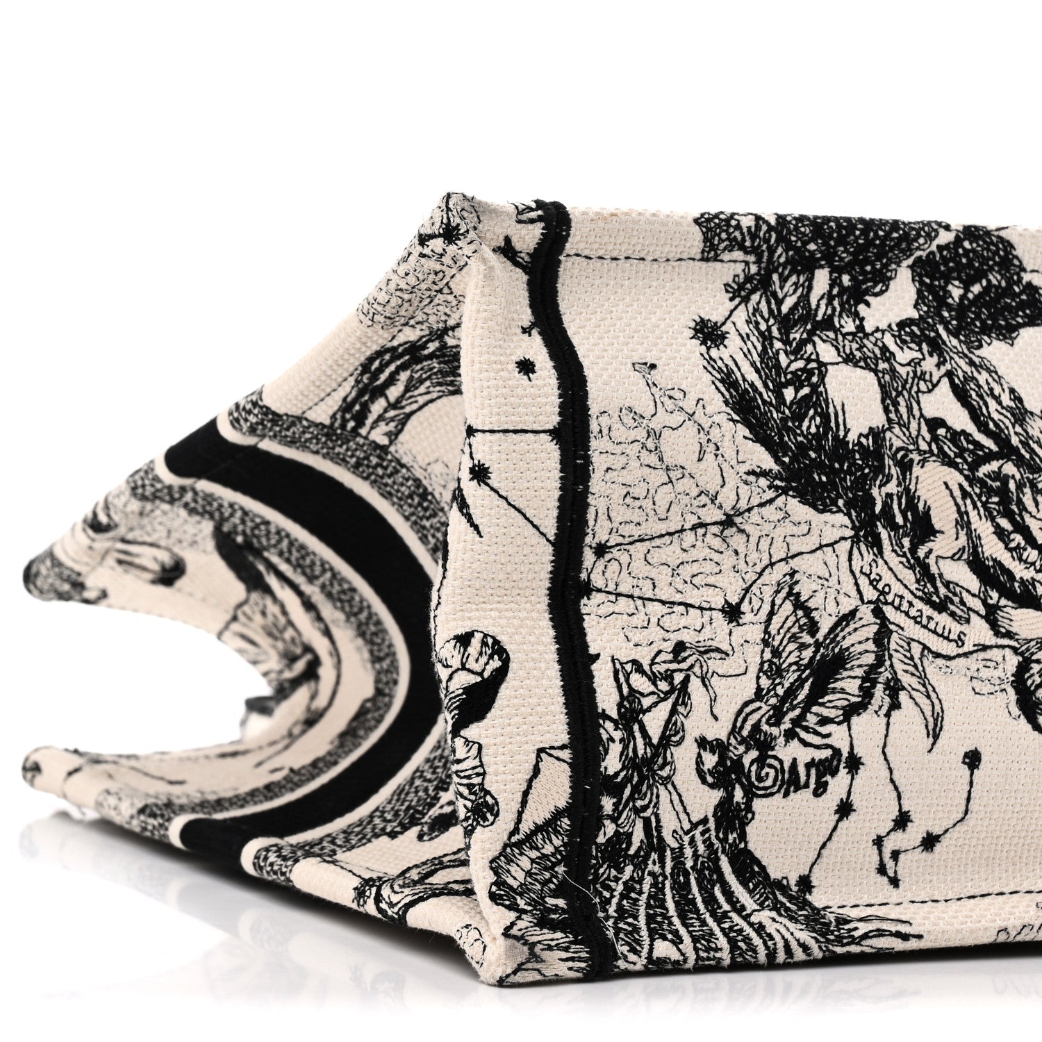 Canvas Zodiac Toile De Jouy Embroidered Medium Book Tote Latte