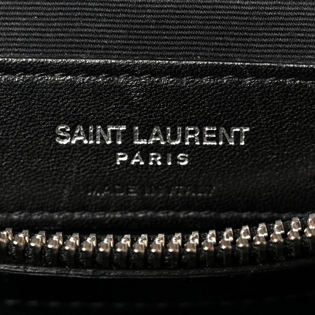 Calfskin Y Quilted Monogram Medium Loulou Chain Satchel Black