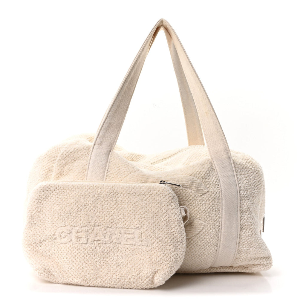 Terry Cotton CC Beach Tote Towel Set Ivory