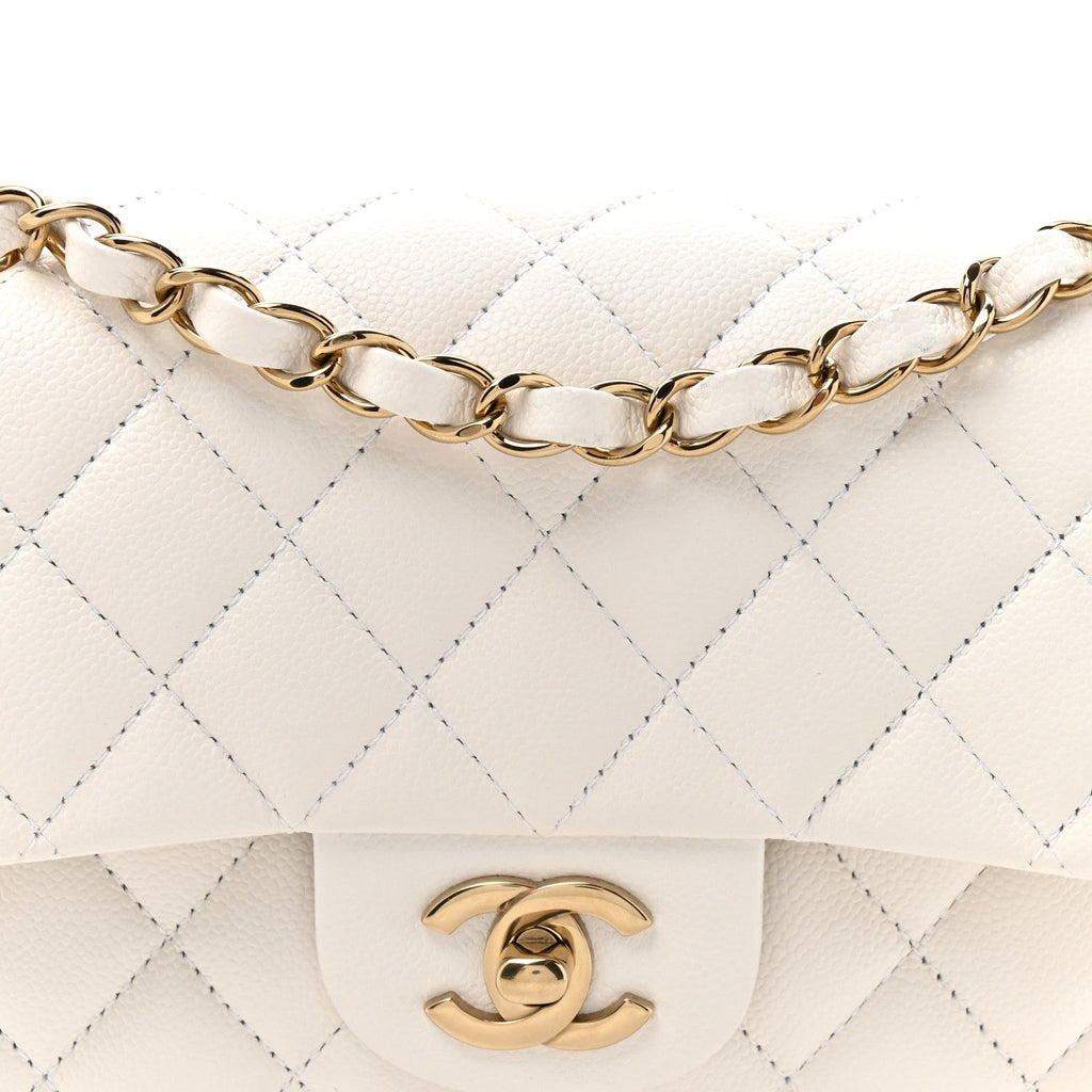 Caviar Quilted Small Double Flap White