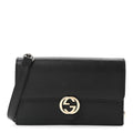 Dollar Calfskin Interlocking G Chain Wallet Black