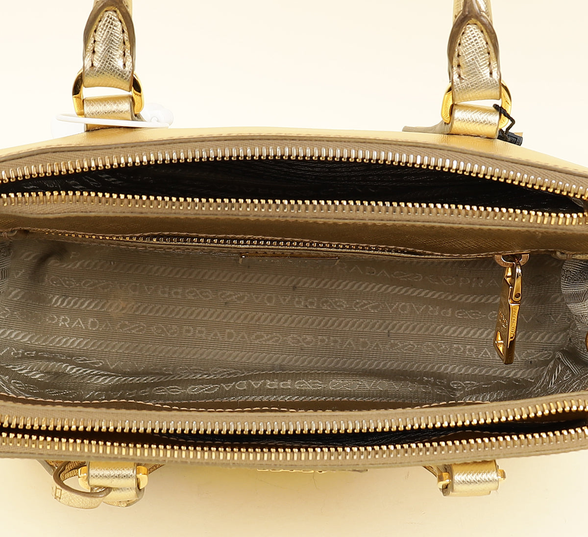 Prada Metallic Gold Lux Galleria Tote Small Bag