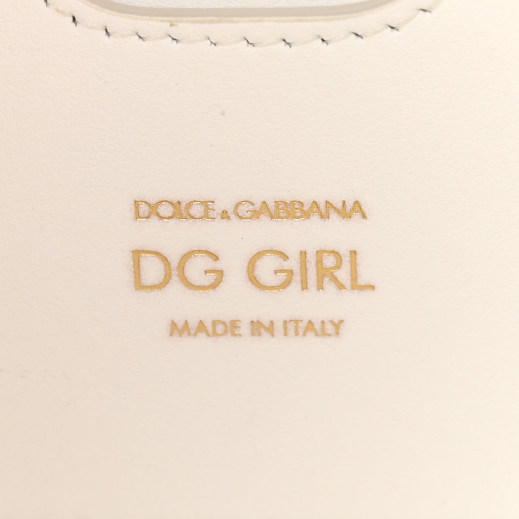 Calfskin DG Girls Phone Shoulder Bag White