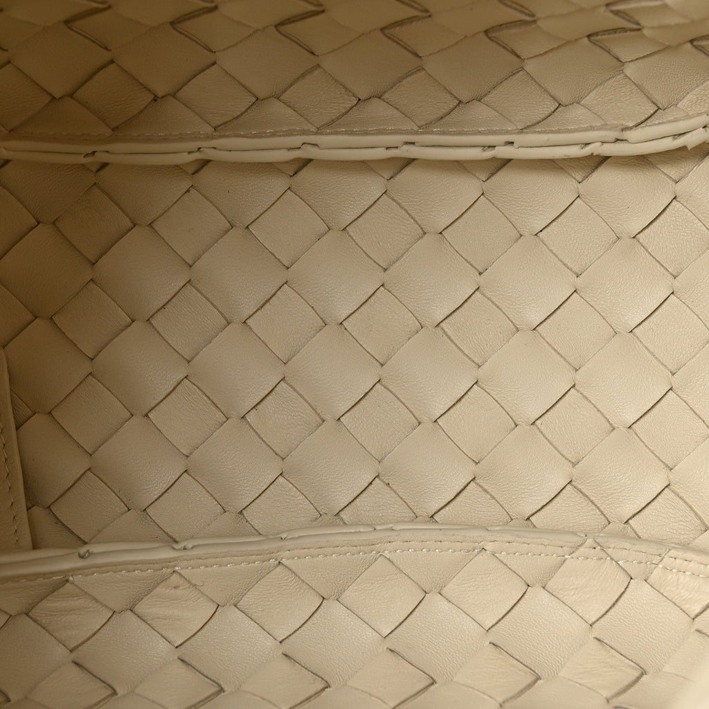 Nappa Intrecciato Small Campana Shoulder Bag Sea Salt