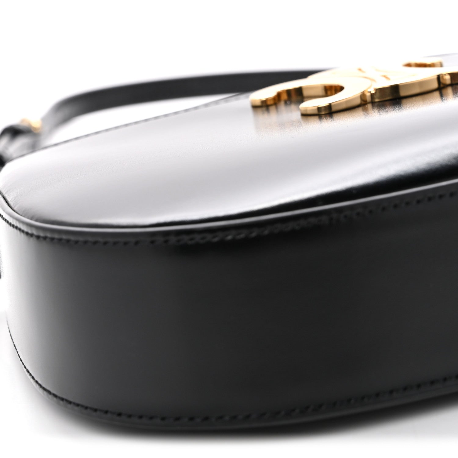 Shiny Calfskin Medium Tilly Triomphe Shoulder Bag Black