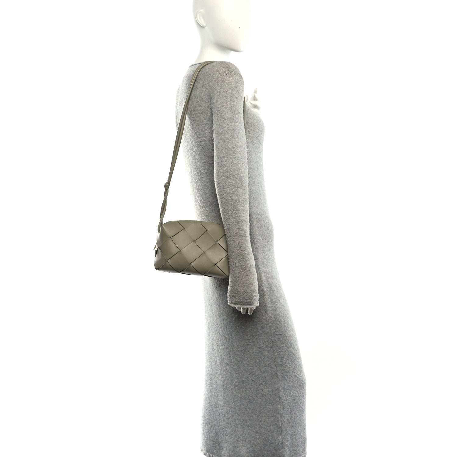Lambskin Maxi Intrecciato Small Cassette Camera Bag Travertine