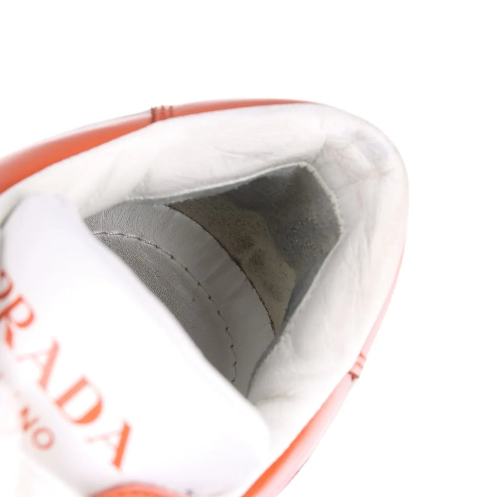 Prada Downtown Leather Sneaker Brown x White