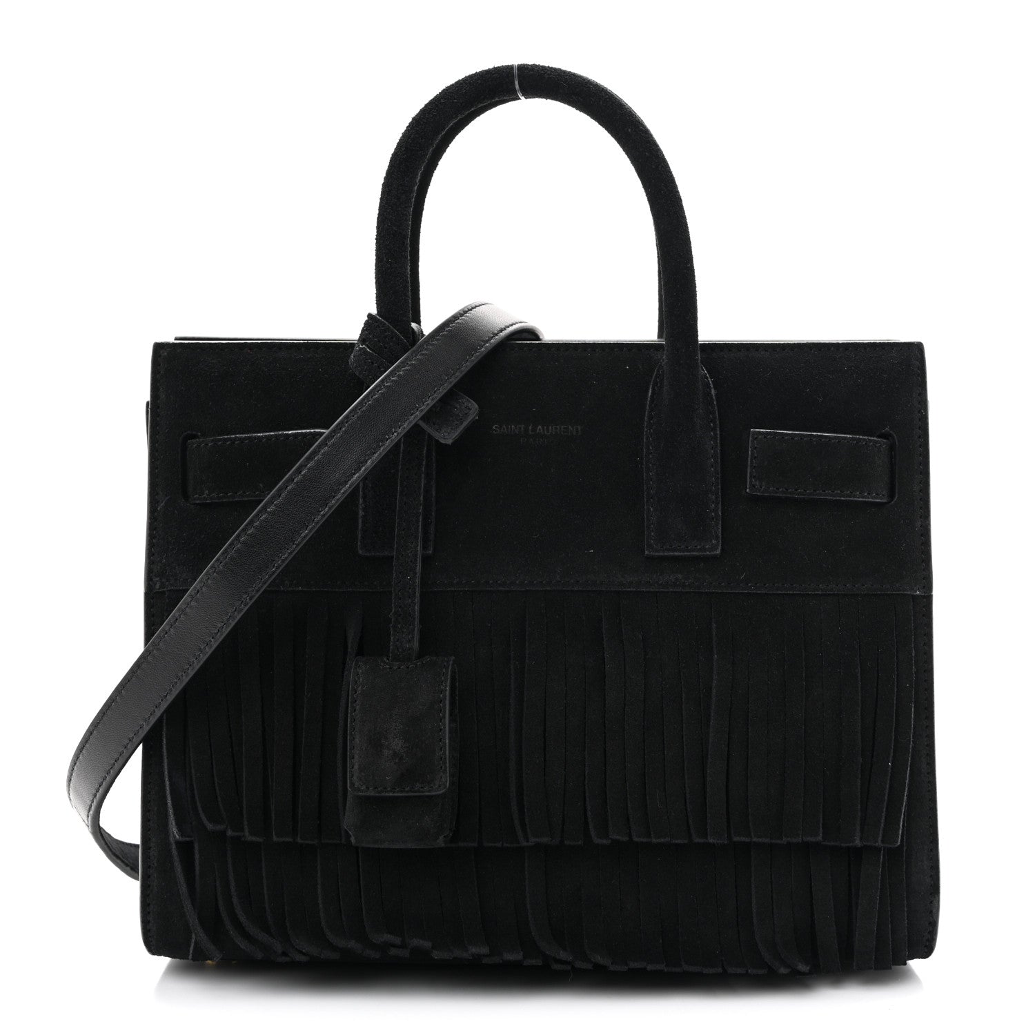 Suede Fringe Nano Sac De Jour Black