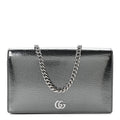 Textured Patent Bi-color GG Marmont Wallet on Chain  Silver Blue