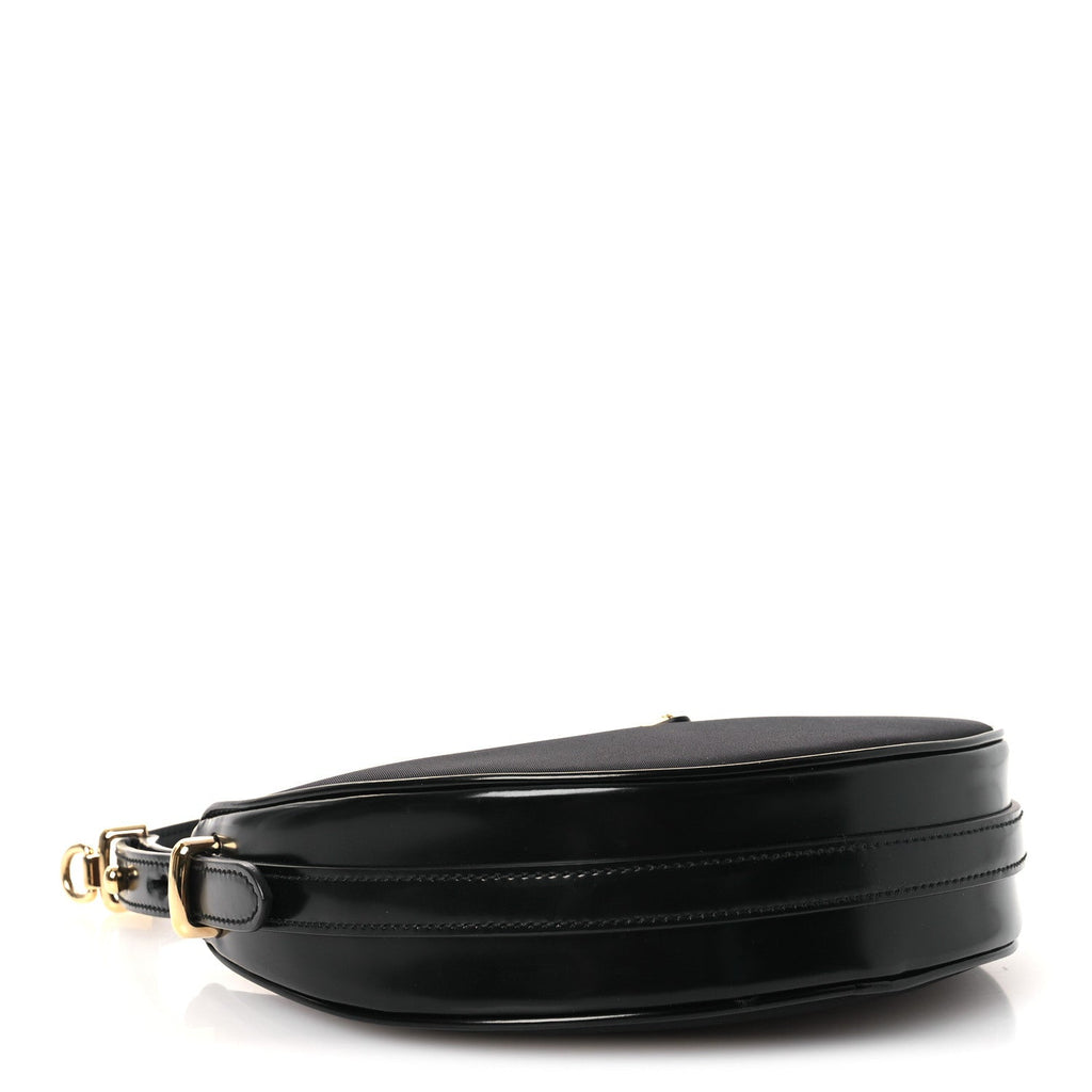 Re-Nylon Spazzolato Mini Arque Shoulder Bag Black