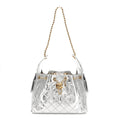 Metallic Crumpled Calfskin Quilted Small Chanel 25 Handbag Silvery